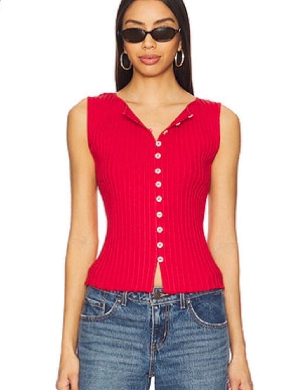 Free People Tilly Vest in Tomato Puree Color Size L